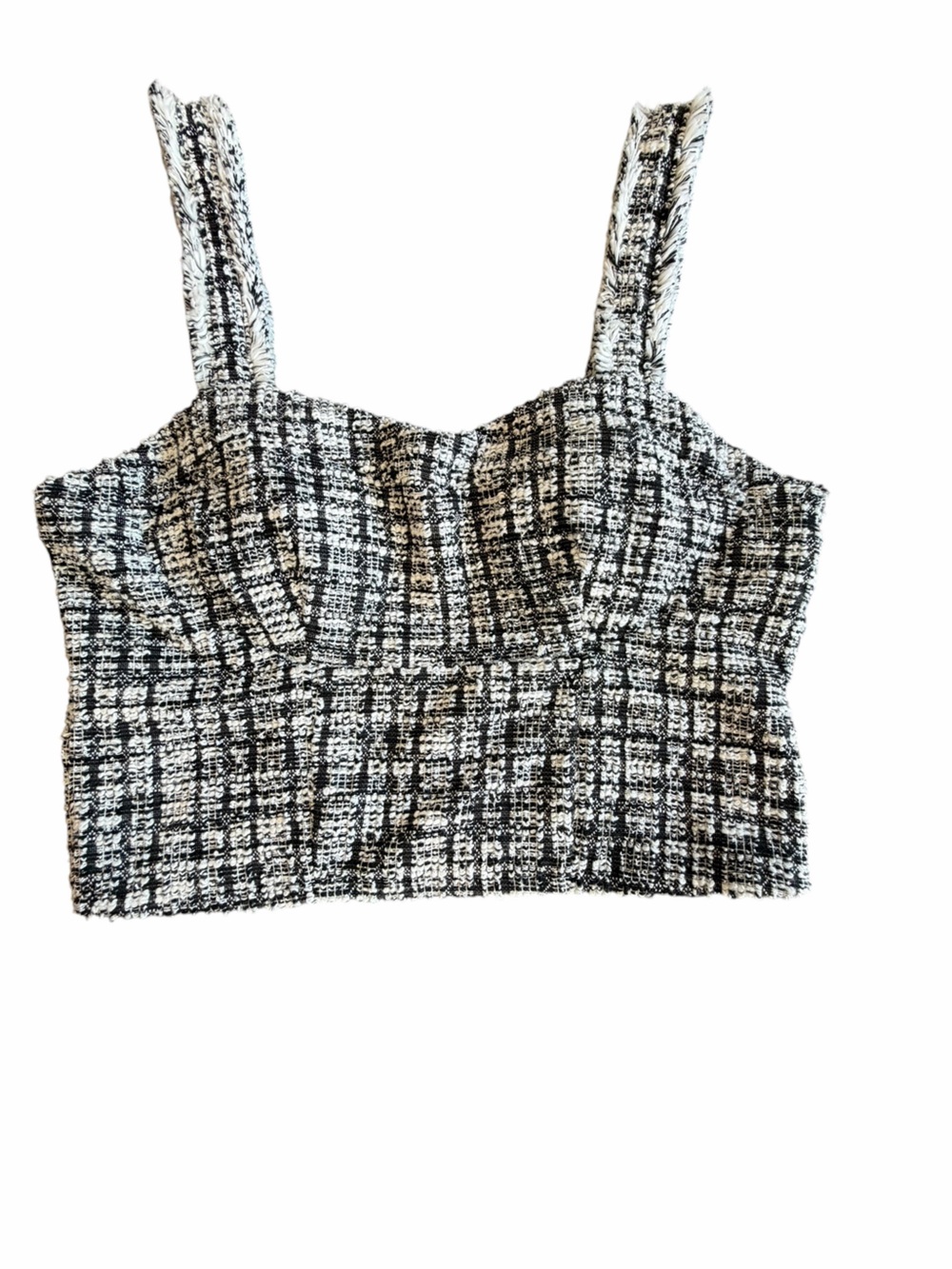 Madden NYC Tweed Corset Bustier Top Black White NWT